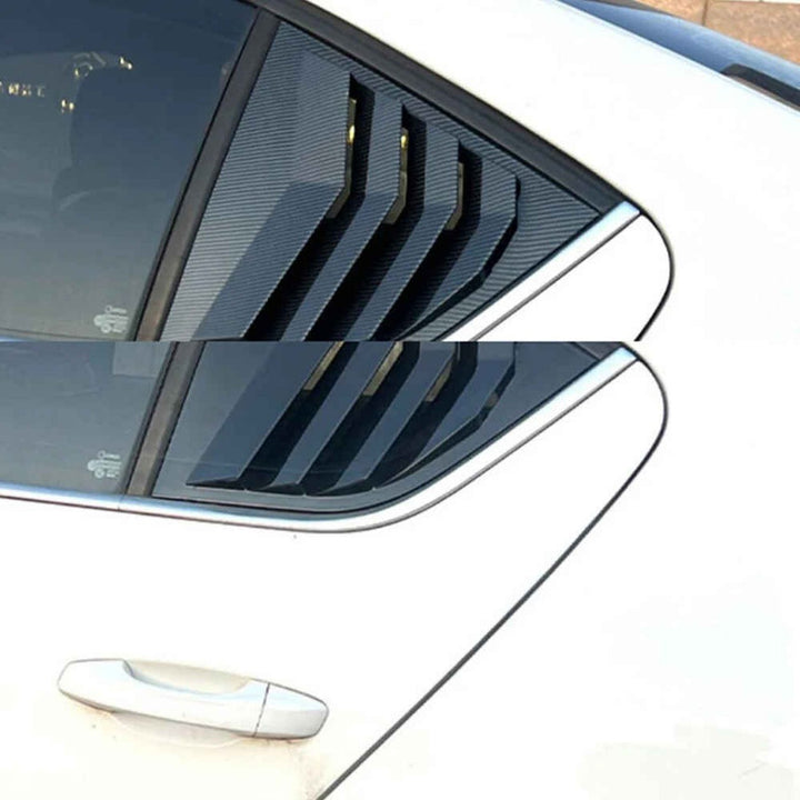 Car Craft Compatible With Skoda Octavia Mk3 2013-2020 Car Rear Window Shutter Cover Louver Side Vent Trim Triangle Glossy Black