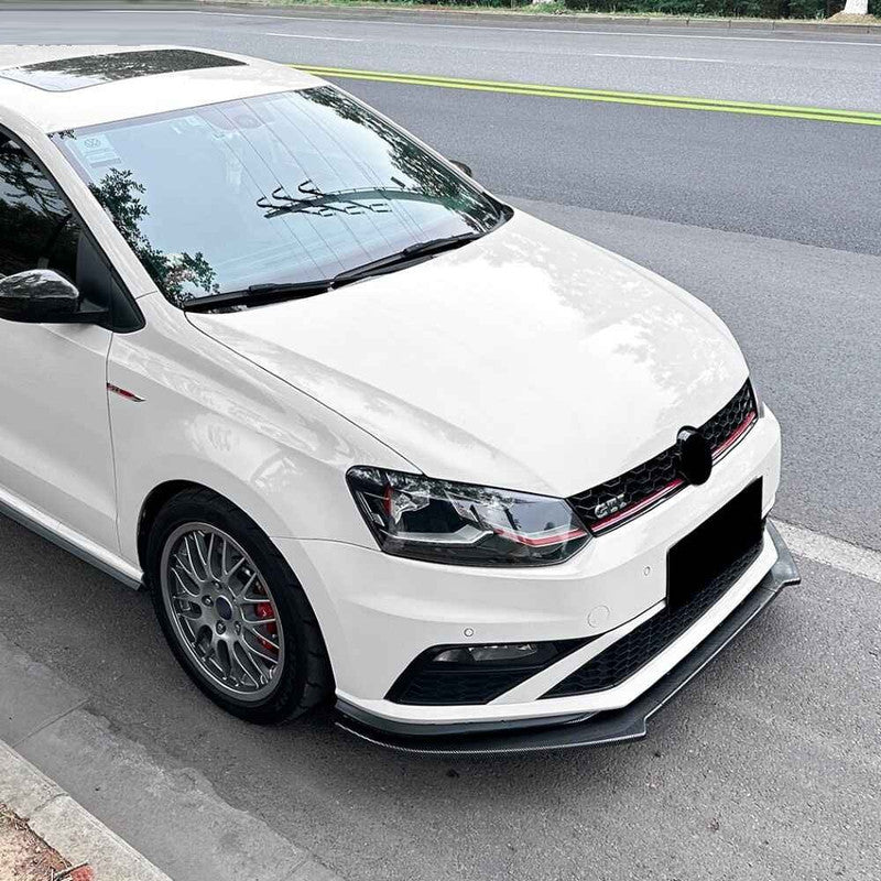 Car Craft Compatible With Vw Volkswagen Polo Jetta 2015-2024 Front Bumper Lip Splitter Skirts Zst-1110 Cf Carbon Fiber Look - CAR CRAFT INDIA
