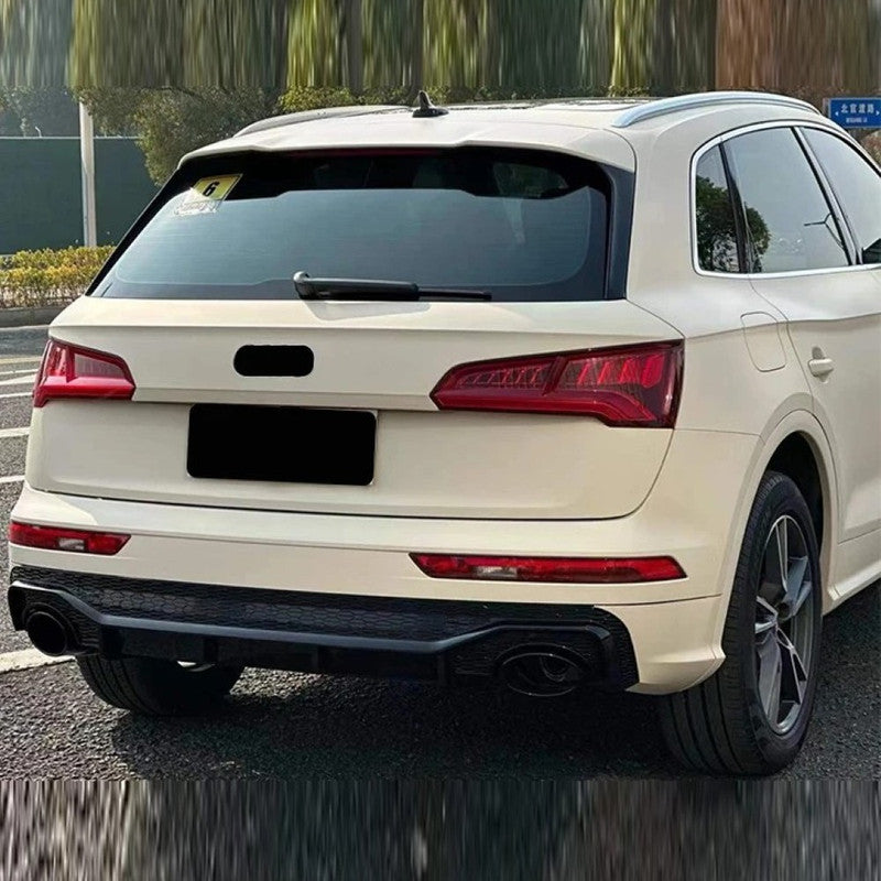 Car Craft Compatible With Audi Q5 B9 2018-2020 Upgraded Facelift Convert To Rsq5 SQ5 Sport Rear After Bumper Lip Diffuser Skirt Trim With Exhaust Pipe Tip Q5-006 Gc Q5-007 Gc