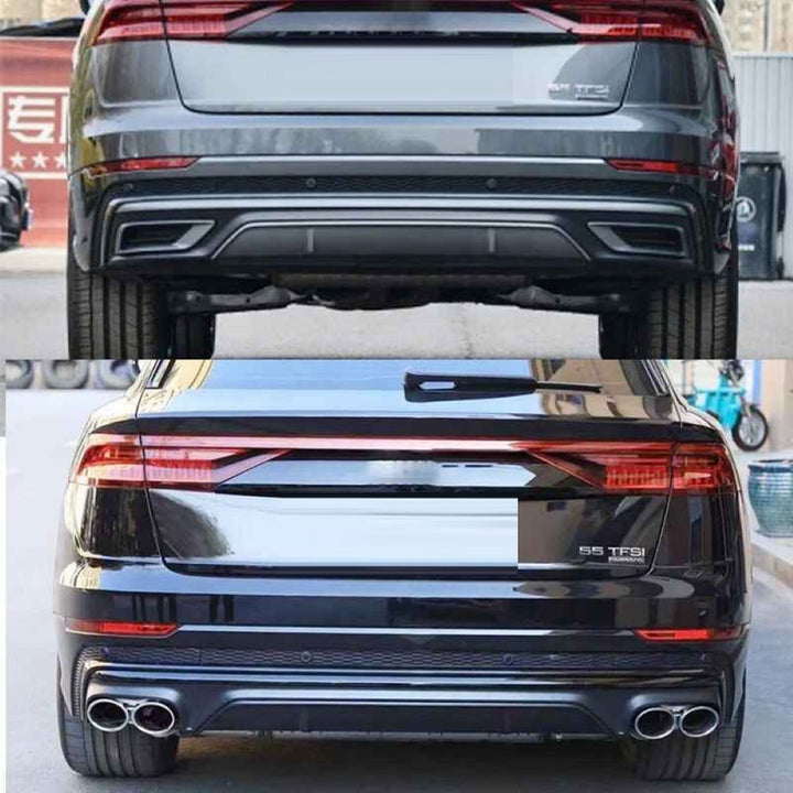 Car Craft Compatible With Audi Q8 2019-2023 Rsq8 Rear After Bumper Lip Splitter Skirst Diffuser Exhaust Tip Pipe Black Q8-008 Gc - CAR CRAFT INDIA
