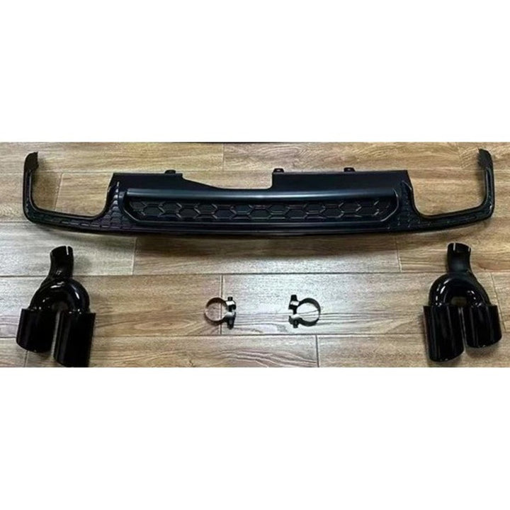 Car Craft Compatible With Audi A6 C8 2019-2025 S6 Bumper Rear After Lip Diffuser With Exhust Pipe Overseas Edition Black A6-097 Gc