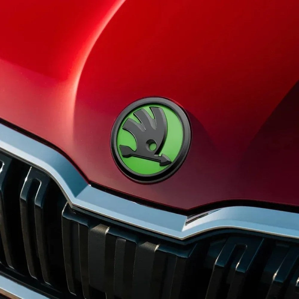 Car Craft Compatible With Skoda Fabia Laura Octavia Superb Slavia Yeti Kodiaq Kushaq Hood Trunk Letter Logo Badge Emblem Sticker Logo 90mm Glossy Black