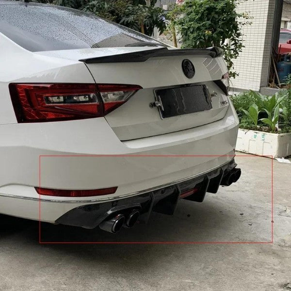 Car Craft Compatible With Skoda Superb 2015-2023 Rear After Bumper Lip Splitter Skirts Diffuser Glossy Black - CAR CRAFT INDIA