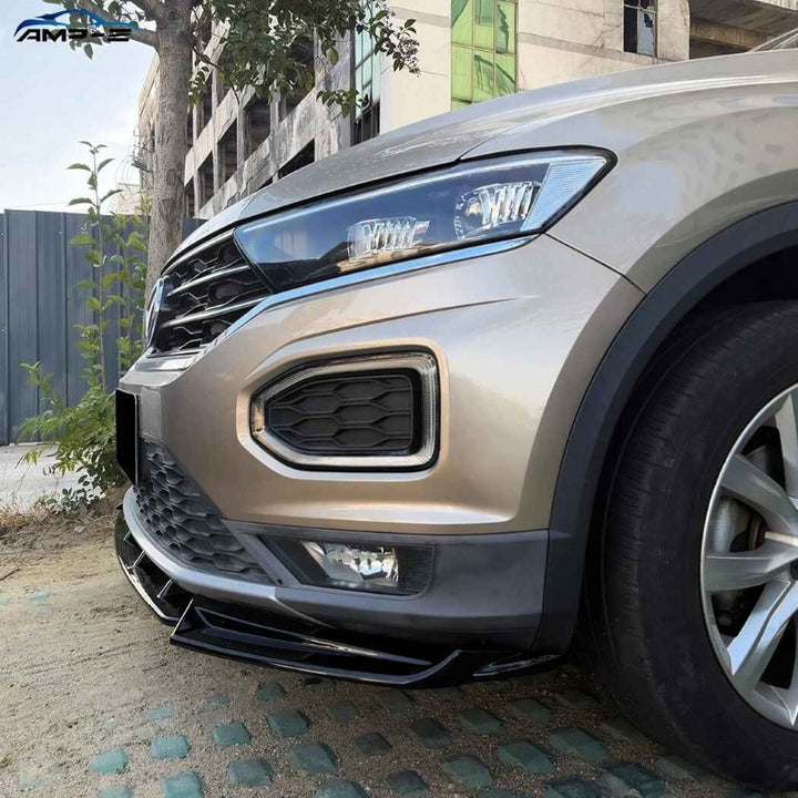 Car Craft Compatible With Volkswagen Vw T-roc Troc 2018-2022 Front Bumper Lip Splitter Skirts Zst-1523 Gb Glossy Black CC-10007 - CAR CRAFT INDIA