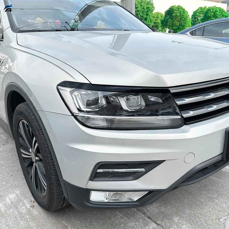 Car Craft Compatible With Vw Volkswagen Tiguan Mk2 2017-2020 Car Headlight Eyelid Lamp Eyebrow Skirts Splitter Zst-1213 Cf Carbon Fiber Look - CAR CRAFT INDIA