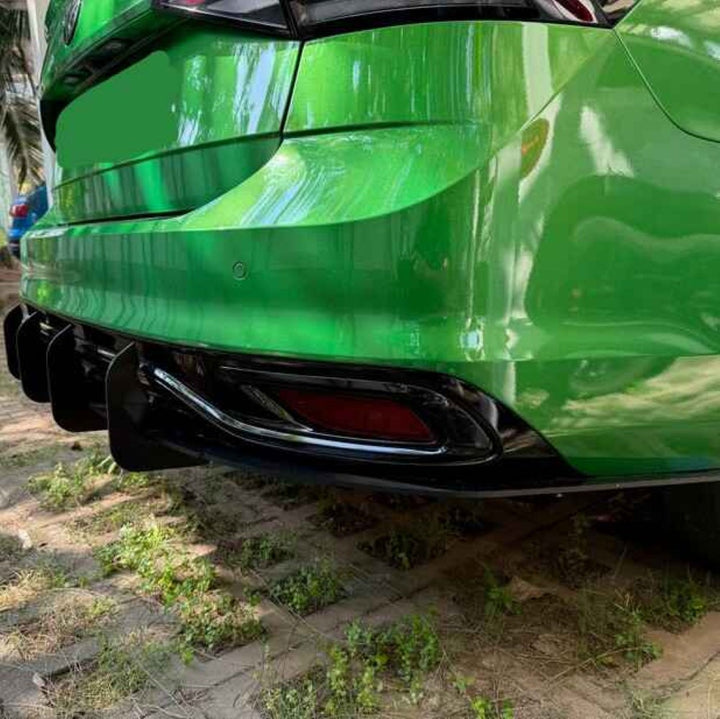 Car Craft Compatible With Volkswagen Vw Virtus 2023-2026 Car Rear After Bumper Lip Diffuser Skirt Trim Blade Style Black