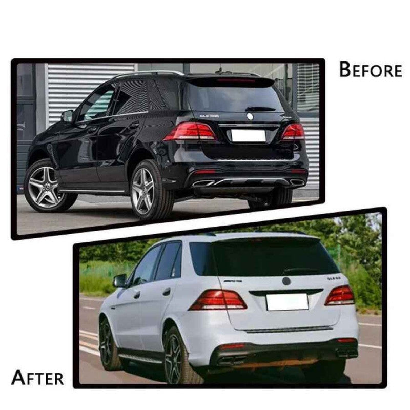 Car Craft Compatible With Mercedes Benz Gle W166 2016-2019 Amg Rear Bumper Upgrade Convert To Gle63 Amg Exhaust Tip Pipe Dual Black Gc