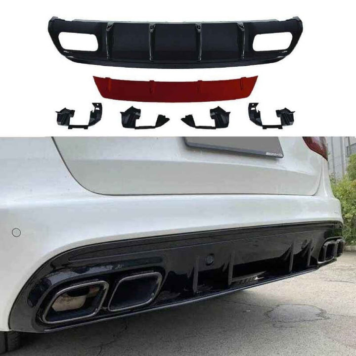Car Craft Compatible With Mercedes Benz A Class W176 2012-2016 Rear Bumper Upgrade Convert To Amg Amg45 After Rear Lip Diffuser Red W176-010