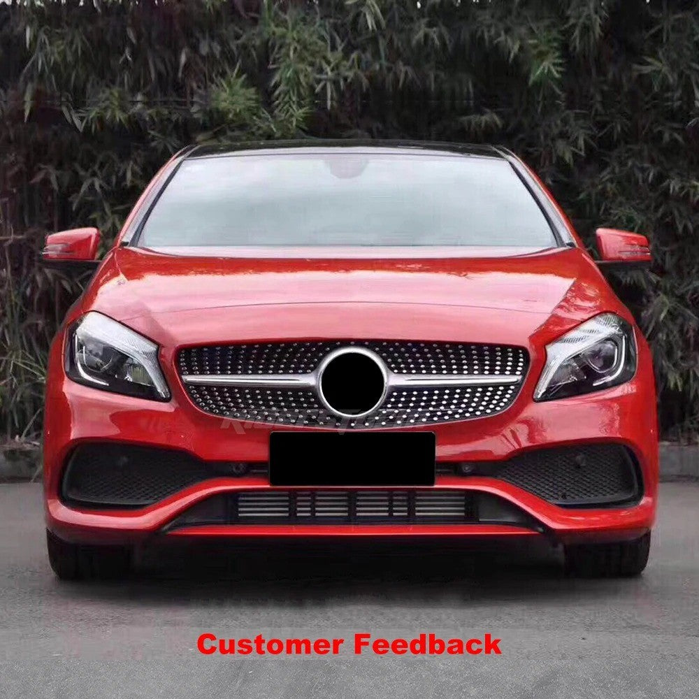 Car Craft Compatible With Mercedes Benz A Class W176 2012-2016 Front Bumper AMG Show Grill Diamond Silver CC-1699