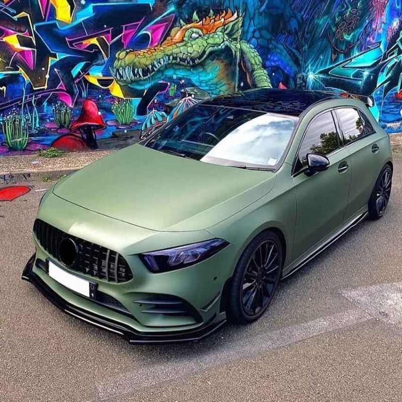 Car Craft Compatible With Mercedes Benz A Class W177 2018-2022 Hatchback Sedan Amg Line Front Bumper Lip Splitter Skirts Zst-446 Gb Glossy Black - CAR CRAFT INDIA