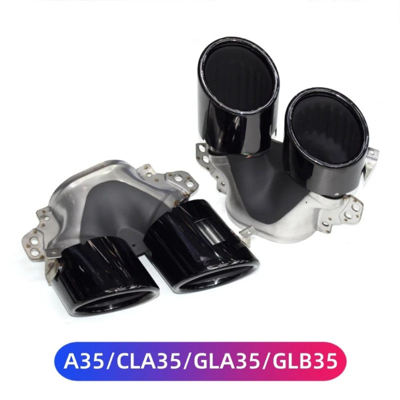 Car Craft Compatible With Mercedes Benz A Class W177 2018-2024 Rear Bumper Upgrade Convert To Amg Amg45 Exhaust Tip Pipe Dual Black W177-014