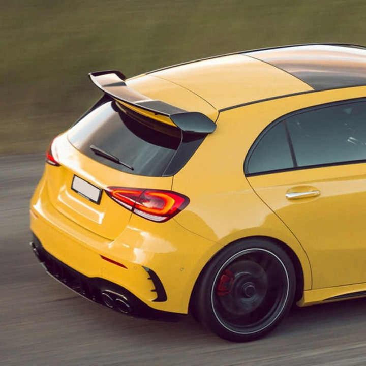 Car Craft Compatible With Mercedes Benz A Class W177 2019+ Hatchback Amg Rear Trunk Boot Roof Wing Lip Spoiler Splitter Skirts Carbon Fiber Look