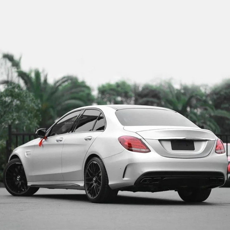 Car Craft Compatible With Mercedes Benz C Class W205 C205 Coupe 2015-2021 Rear Bumper Upgrade Convert To Amg Amg C63 Exhaust Tip Pipe Dual Chrome Silver Classic Style Gc W205-026