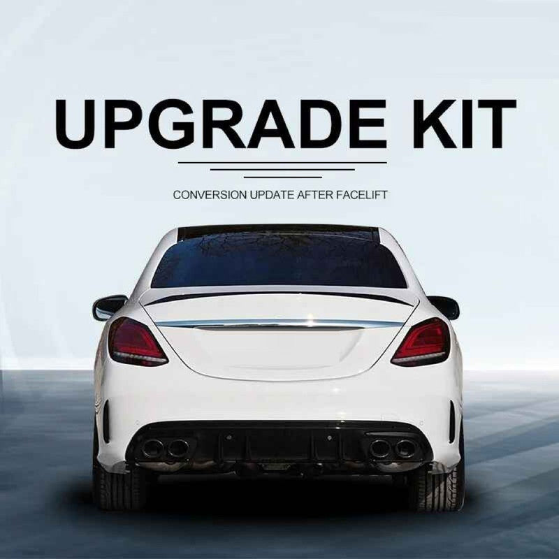 Car Craft Compatible With Mercedes Benz C Class W205 Lci 2019-2021 Amg Rear Bumper Upgrade Convert To Amg Amg C63 After Rear Lip Diffuser Gc W205-023