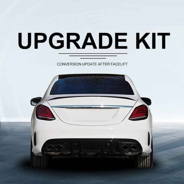 Car Craft Compatible With Mercedes Benz C Class W205 Lci 2019-2021 Amg Rear Bumper Upgrade Convert To Amg Amg C63 After Rear Lip Diffuser Gc W205-023
