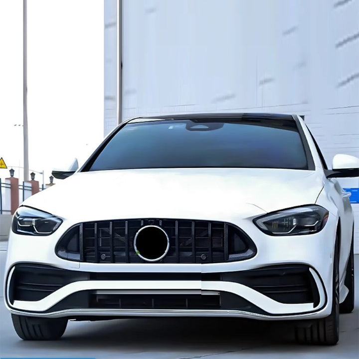Car Craft Compatible With Mercedes Benz C Class W206 2021-2025 Amg Front Bumper Show Grill Brabus Bbs Style Carbon Fiber Look Black - CAR CRAFT INDIA