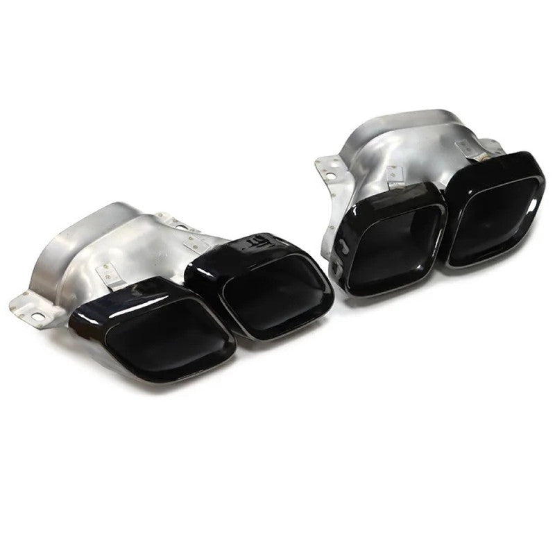 Car Craft Compatible With Mercedes Benz C Class W206 2022-2025 Rear Bumper Upgrade Convert To Amg Amg C63 Exhaust Tip Pipe Dual Chrome Black Gc W206-006 Bl