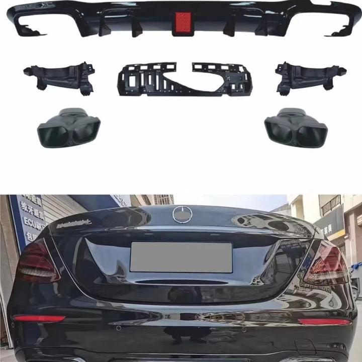 Car Craft Compatible With Mercedes Benz E Class W213 2016-2020 Upgrade Facelift Convert To Amg E63 Amg63 Bodykit Rear Bumper After Lip Diffuser Skirt Brabus Bbs With Exhaust Pipe Tip Gc W213-023
