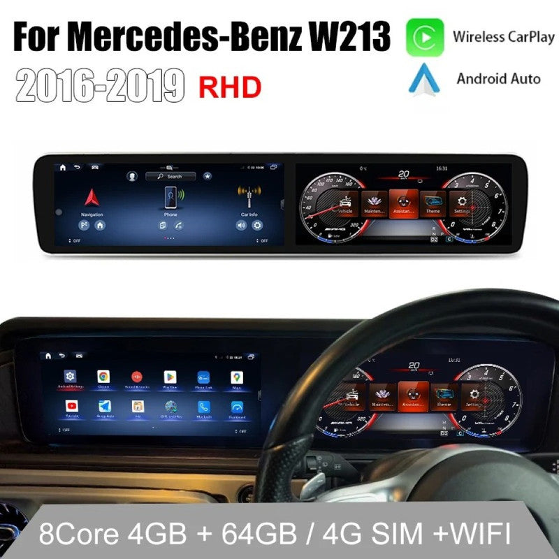 Car Craft Compatible With Mercedes E Class W213 2019-2019 Lcd Digital Instrument Cluster Dashboard Android Meeter With Dual Player Speedometer Screen Virtual With 12.3 Inch Apple Carplay Android Auto