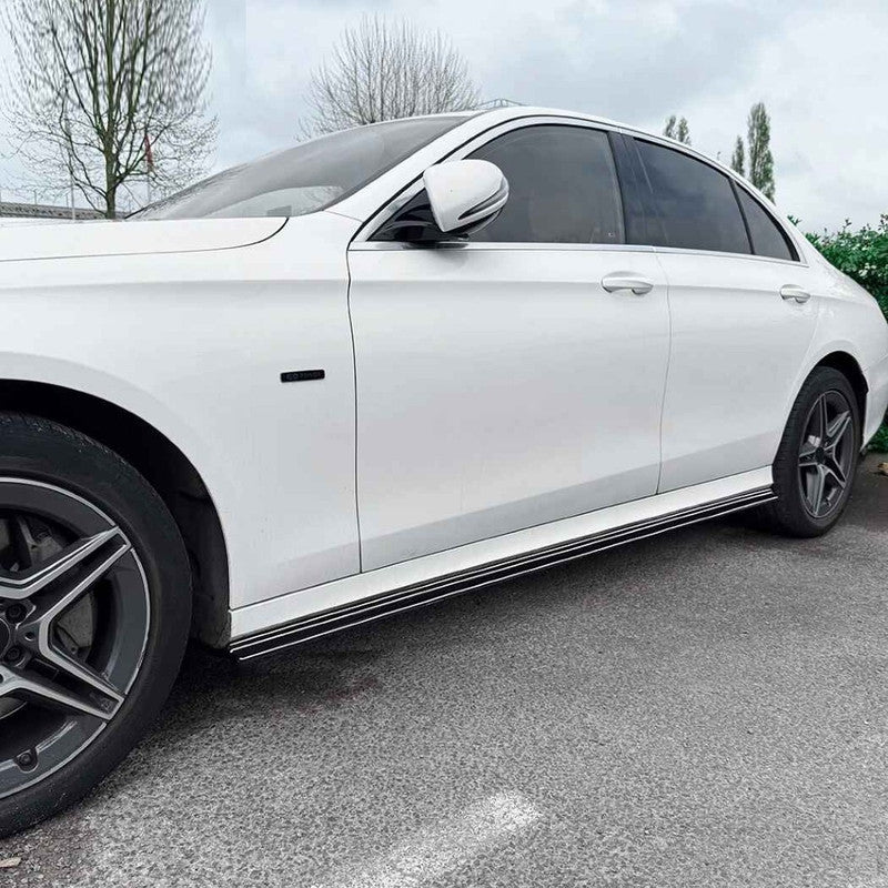 Car Craft Compatible With Mercedes Benz E Class W213 2016-2024 Amg Side Skirt Extension Splitter Running Board Trim Cover Zst-1053 Gb Glossy Black - CAR CRAFT INDIA