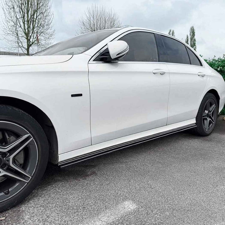 Car Craft Compatible With Mercedes Benz E Class W213 2016-2024 Amg Side Skirt Extension Splitter Running Board Trim Cover Zst-1053 Gb Glossy Black - CAR CRAFT INDIA