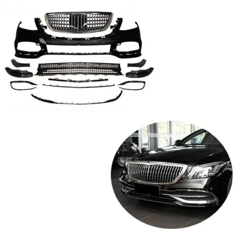 Car Craft Compatible With Mercedes Benz S Class W222 Lci 2018-2020 Upgrade Convert To S Class Maybach Mhb Front Bumper Bodykit Splitter Trim Gc W222-005