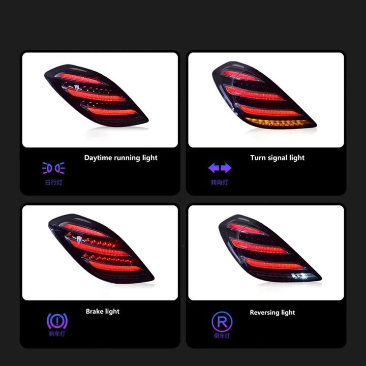 Car Craft Compatible With Mercedes Benz S Class W222 2014-2019 Car Rear Upgraded Tail Light Lamp Xenon Taillight Retrofit Upgrade Modified Led Drl Hid Light Maybach Style Smoke Shy - CAR CRAFT INDIA