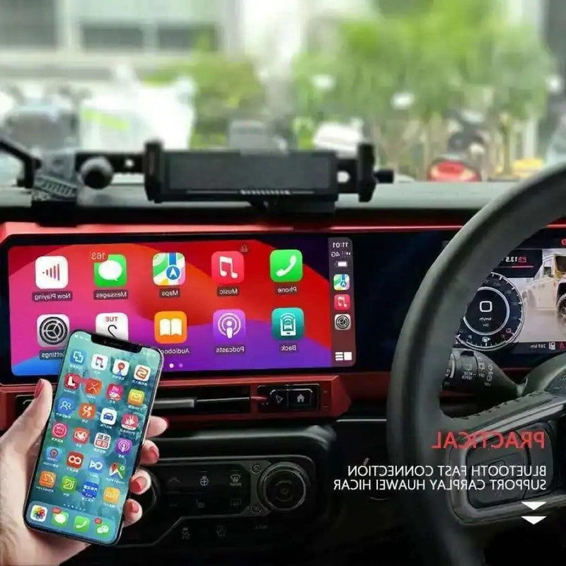 Car Craft Compatible With Jeep Wrangler Rubecorn 2018-2022 Digital Android Multimedia Infotainment Player Cluster Speedomeeter With Carplay 4gb+64gb Dual Screen Red