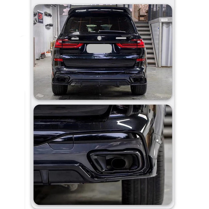 Car Craft Compatible With Bmw X7 G07 2019-2022 Front Rear Bumper Upgrade Convert To M Sport M Performance Black Samurai Bodykit Body Kit Bumper Side Skirt Rear After Lip Diffuser Spoiler Aero Black Samurai Gc G07 006