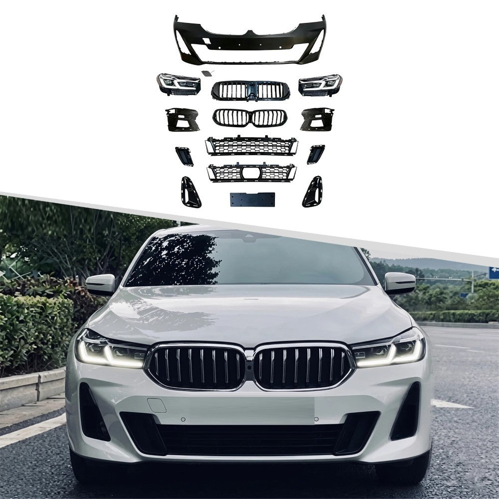 Car Craft Compatible With Bmw 6 Series Gt G32 2018-2020 To 2021+ Lci Upgrade Facelift Conversion Bodykit Bumper Headlight CC-8544