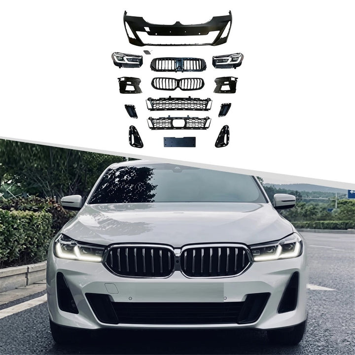 Car Craft Compatible With Bmw 6 Series Gt G32 2018-2020 To 2021+ Lci Upgrade Facelift Conversion Bodykit Bumper Headlight CC-8544