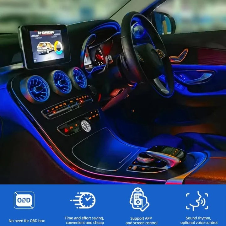 Car Craft Compatible With Mercedes Benz A Class W176 B Class W246 Cla W117 Gla W156 Class 2013-2018 Ambient Ambiance Led Light Vents Speaker Decorative Interior Kit Atmosphere Lamp Air Ac Vent Turbine Mp 22 In 1 Set