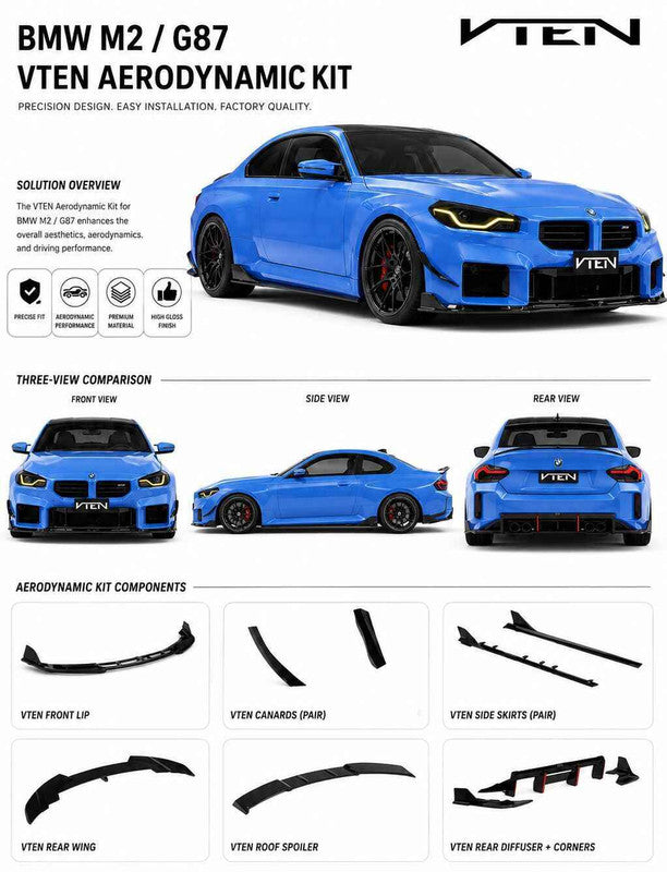 Car Craft Compatible With Bmw 2 Series G87 M2 2022-2026 Rear Wing Lip Roof Spoiler Trim Vten V Ten Style