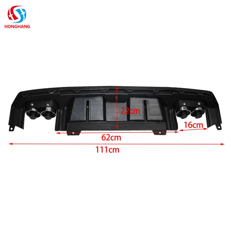 Car Craft Compatible With Honda Civic 2016-20219 Rear After Bumper Lip Diffuser Skirt Splitter Trim F1 Led Light Black Silver Model B