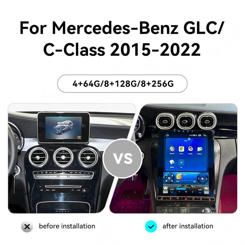 Car Craft Compatible With Mercedes Glc W253 X253 C Class W205 V Class W447 Android Multimedia Infotainment Player Carplay 4gb+64gb 12.5 Inch Tesla Style With Ambient Light Led Ac Air Vent Grill Cover Ntg 5.0