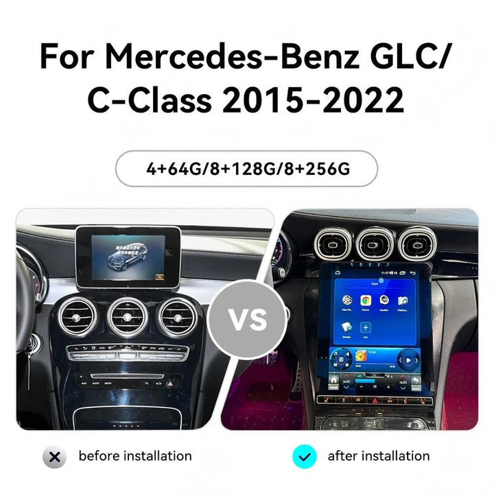 Car Craft Compatible With Mercedes Glc W253 X253 C Class W205 V Class W447 Android Multimedia Infotainment Player Carplay 4gb+64gb 12.5 Inch Tesla Style With Ambient Light Led Ac Air Vent Grill Cover Ntg 5.0