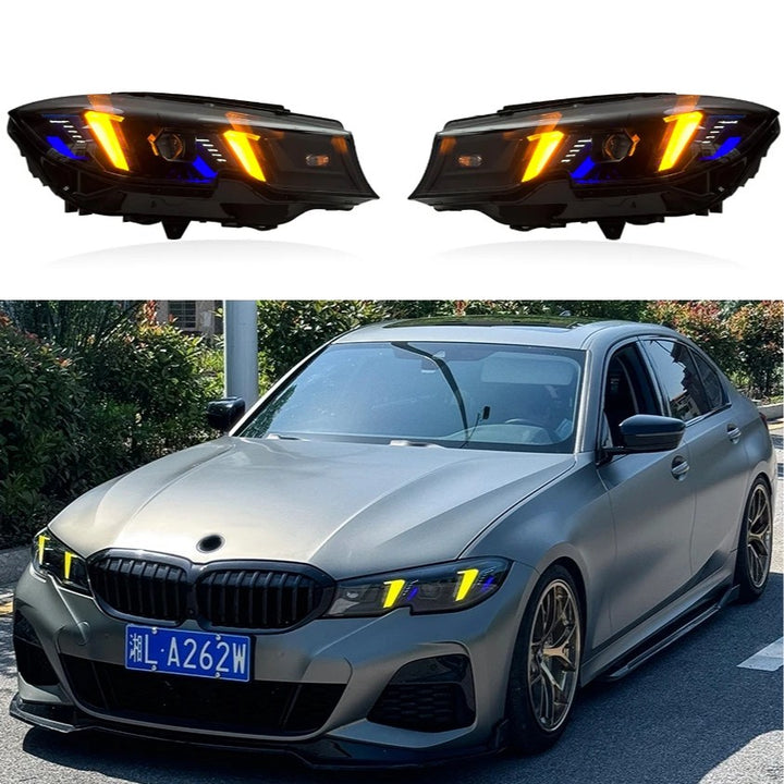Car Craft Compatible With Bmw 3 Series G20 2019-2022 Car Front Upgraded Head Light Lamp Xenon Headlight Retrofit Upgrade Modified Led Drl Hid Snake Style With Yelllow Drl
