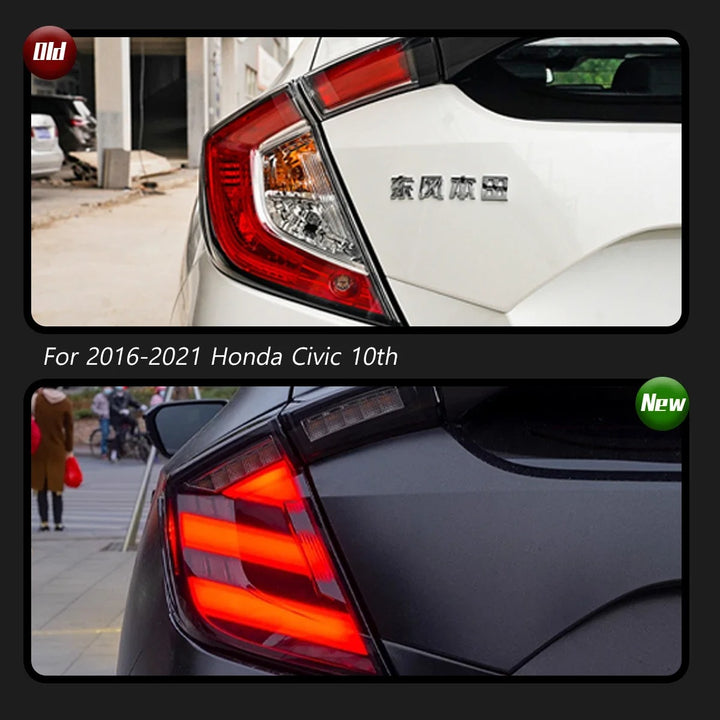 Car Craft Compatible With Honda Civic 10th Gen 2016-2020 Car Rear Upgraded Tail Light Taillight Lamp Xenon Taillight Retrofit Upgrade Modified Led Drl Hid Matrix Style Smoke