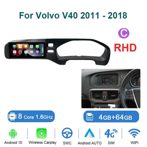 8.8 Inch Android 10 for Volvo V40 2011-2018 Auto Audio Multimedia DVD Player GPS Navigation 4G Head Unit Screen