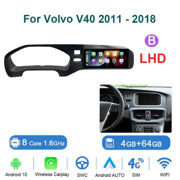 8.8 Inch Android 10 for Volvo V40 2011-2018 Auto Audio Multimedia DVD Player GPS Navigation 4G Head Unit Screen