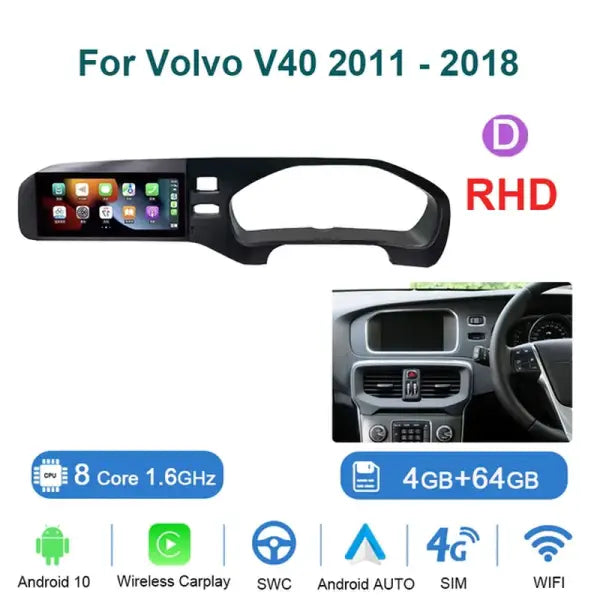 8.8 Inch Android 10 for Volvo V40 2011-2018 Auto Audio Multimedia DVD Player GPS Navigation 4G Head Unit Screen