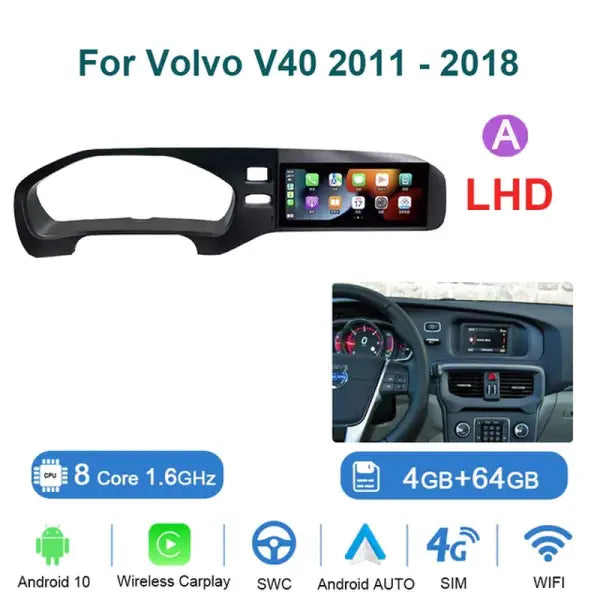 8.8 Inch Android 10 for Volvo V40 2011-2018 Auto Audio Multimedia DVD Player GPS Navigation 4G Head Unit Screen