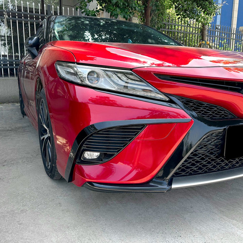 Car Craft Compatible With Toyota Camry 2018+2024 Front Bumper Fog Splitter Skirst Canard Flag Carbon Fiber Look Zst-451 Cf USA