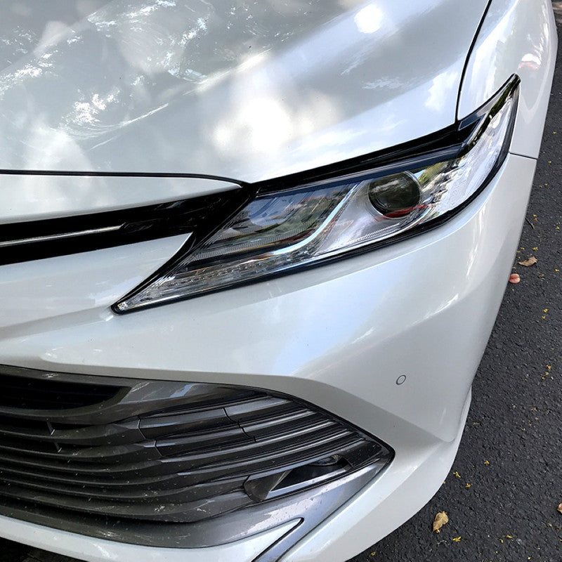 Car Craft Compatible With Toyota Camry 2018+2024 Front Bumper Headlight Light Eyebrows Eyelid Splitter Skirst Canard Carbon Fiber Look Zst-132 Cf USA