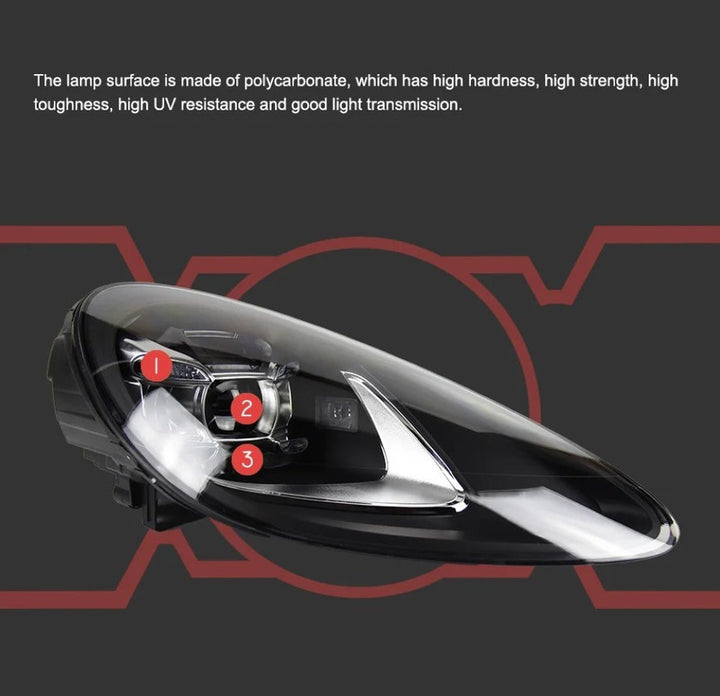 Car Craft Compatible With Porsche Cayenne 2011-2014 Car Front Upgraded Head Light Lamp Xenon Headlight Retrofit Upgrade Matrix Modified Led Drl Hid A
