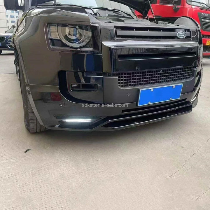 Car Craft Compatible With Range Land Rover Defender 90/110 L663 Lr129997 2020+ Front Bumper Lip Splitter Skirts Splitter 2 Led - CAR CRAFT INDIA