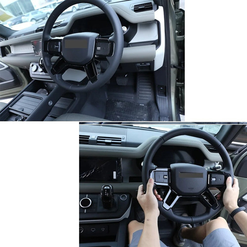Car Craft Compatible With Range Land Rover Defender 90 110 130 L663 Lr129997 2020+ Steering Wheel Trim Cover Frame Stick On Style Glossy Black - CAR CRAFT INDIA