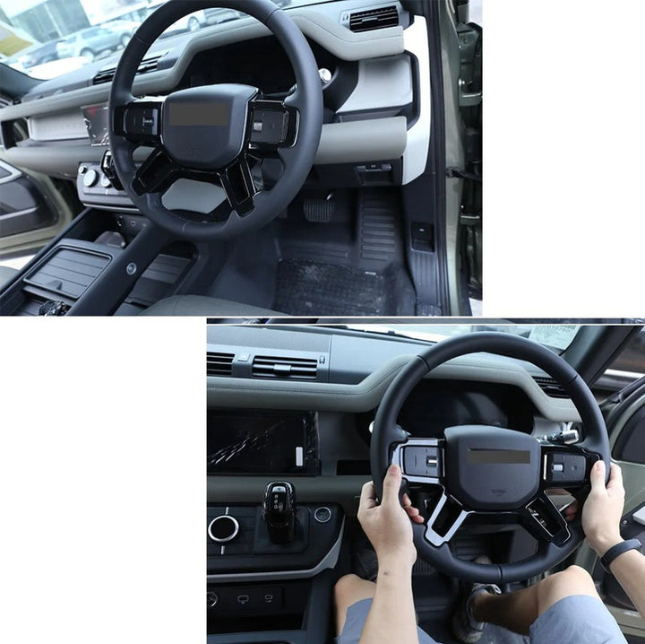 Car Craft Compatible With Range Land Rover Defender 90 110 130 L663 Lr129997 2020+ Steering Wheel Trim Cover Frame Stick On Style Glossy Black - CAR CRAFT INDIA