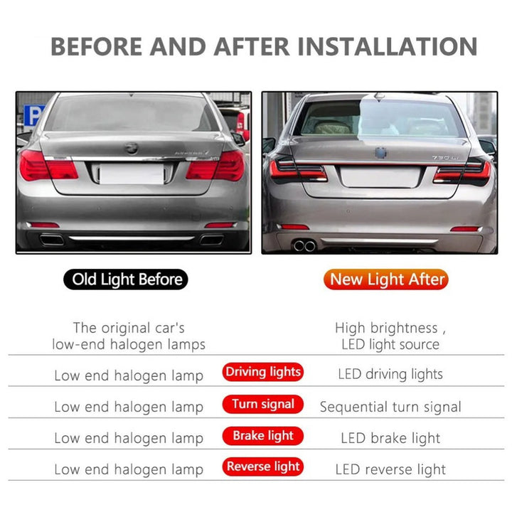 Car Craft Compatible With Bmw 7 Series F02 2009-2015 Car Rear Upgraded Tail Light Lamp Xenon Taillight Retrofit Upgrade Modified Led Drl Hid Laser Style With Centre Bar