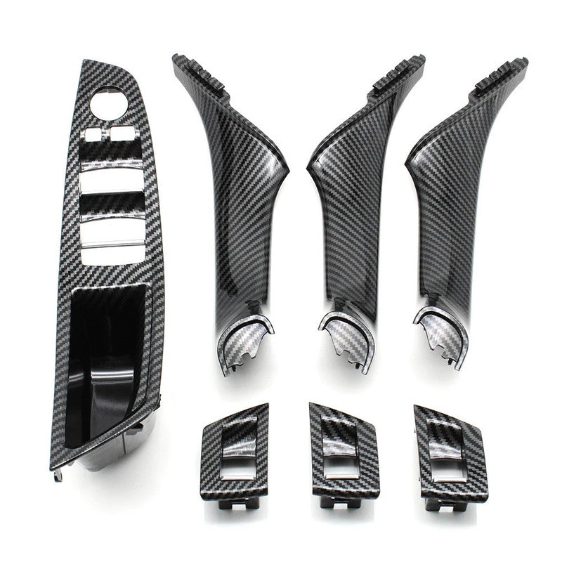 Car Craft Compatible With Bmw 5 Series F10 2010-2017 Car Interior Door Armrest Inside Pull Handle Inner Full Set Carbon Fiber 25874 25847l 25848r 25889l 25890r In Cf Rhd Model A CC-7874 - CAR CRAFT INDIA